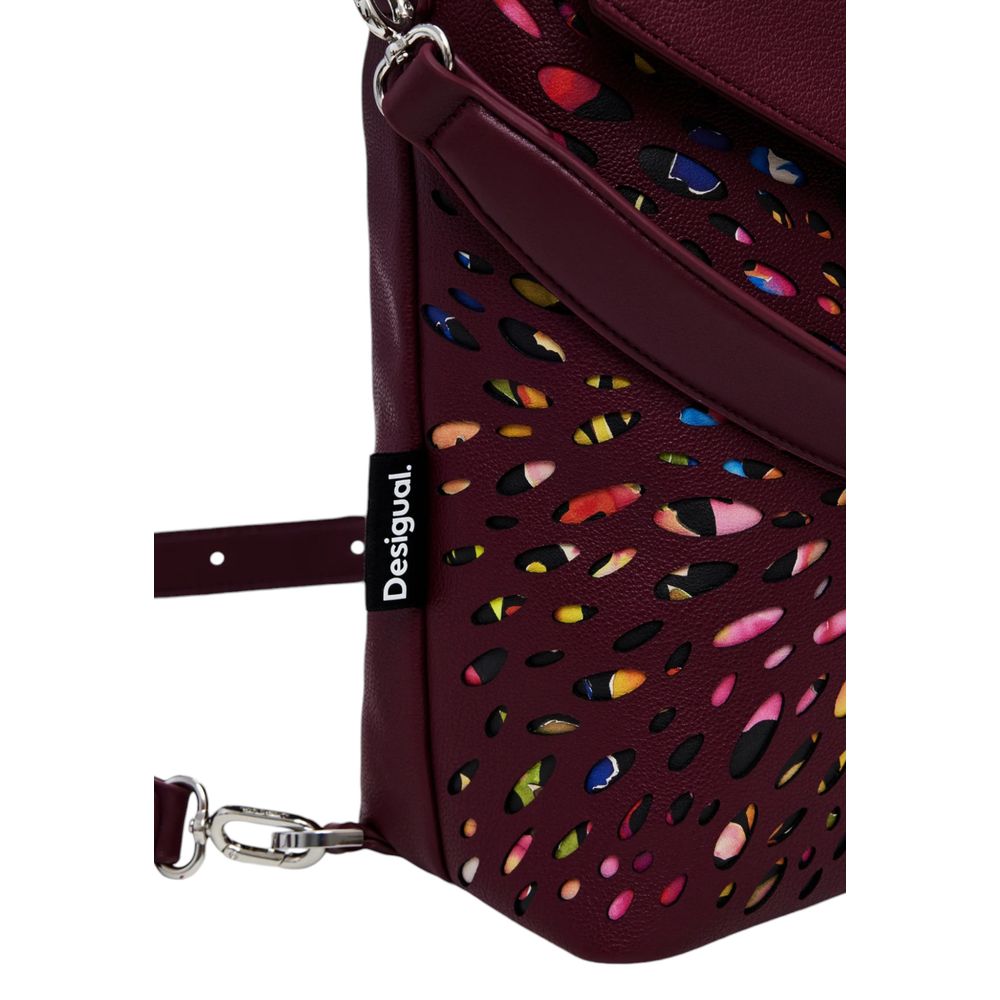 Desigual Bordeaux polietilen sırt çantası